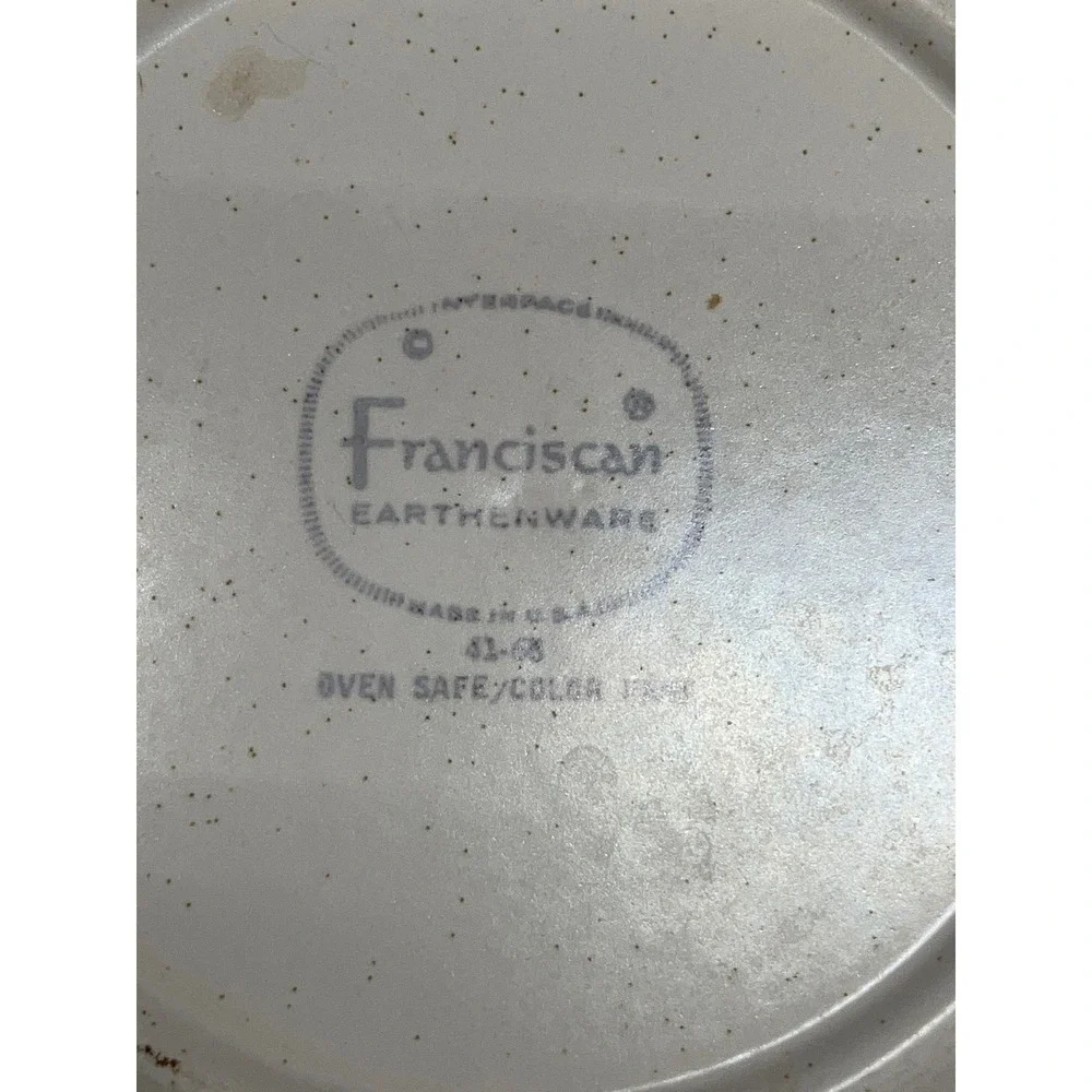 Franciscan Interpace Earthenware Saucers Set of 6 Olive Green Geometric 6 inch